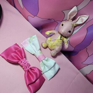 Jesus Diamante Hair Bow Clip Accessories Lot Pink Bunny Keychain Gyaru Gal Style